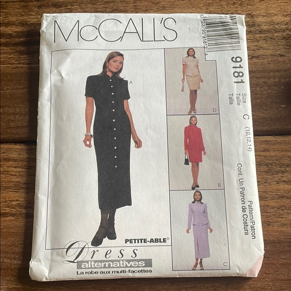McCall’s 9181 Sewing Pattern Misses’ Unlined Top,Unlined Dress & Skirt